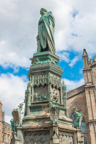 Walter Francis Montagu Douglas Scott Statue on Parliament Square next to St Giles' Cathedral Edinburgh Scotland photo