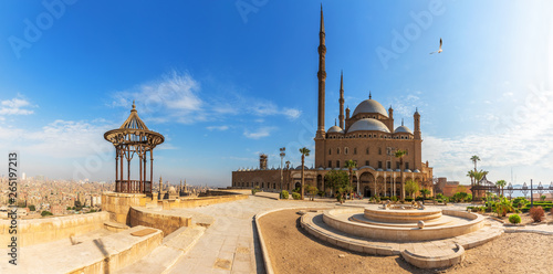 Mosque of Muhammad Ali in the Citadel of Cairo, Egypt, panoramic view