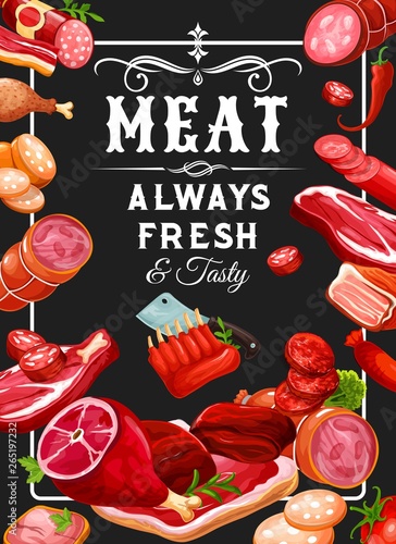 Meat products, smoked butcher shop sausages