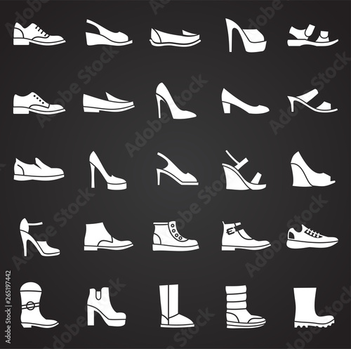 Shoes icons set on background for graphic and web design. Simple vector sign. Internet concept symbol for website button or mobile app.