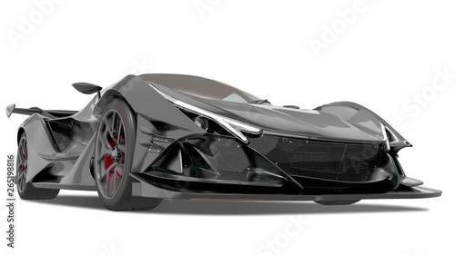 4K animation of Modern sport car. Great design for any purposes. 3d footage. Futuristic automotive technology. 