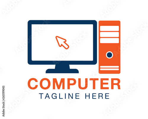 Computer logo with Monitor and CPU symbol