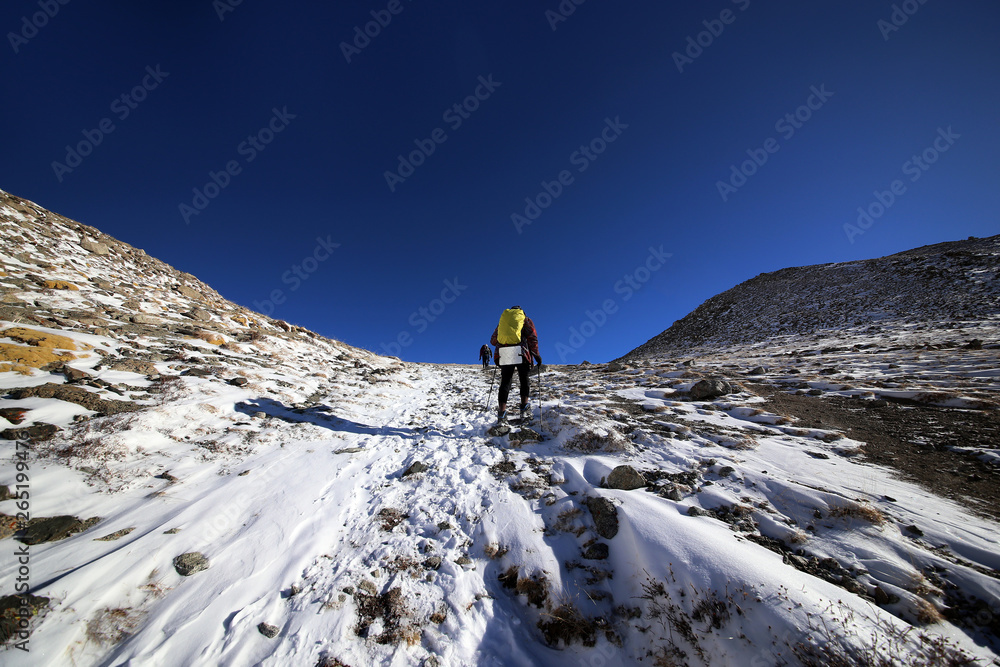 Climbing the Big Almaty peak in Kazakhstan.