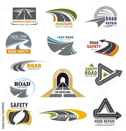 Road icons, building and construction company