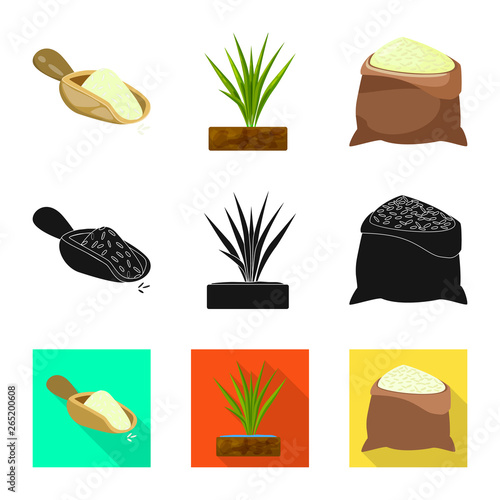 Isolated object of crop and ecological logo. Set of crop and cooking stock symbol for web.