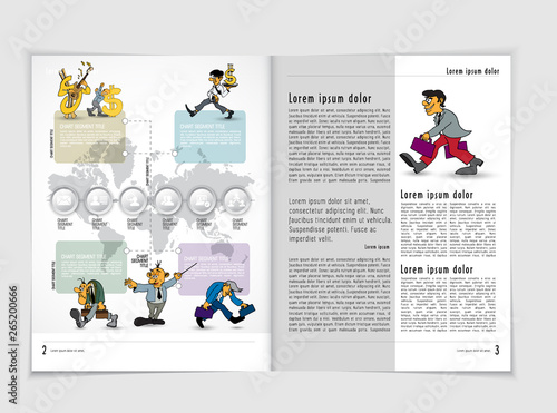 Design vector template brochures, flyers, presentations for business with cartoon characters