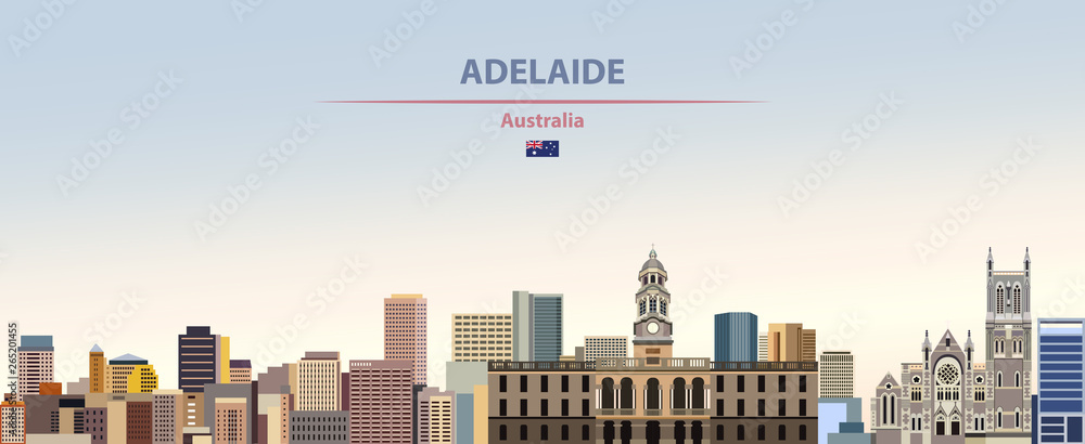 Obraz premium Adelaide city skyline on colorful gradient beautiful daytime background vector illustration