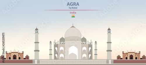 Taj Mahal on colorful gradient beautiful daytime background vector illustration