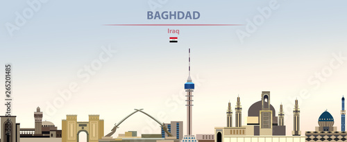 Baghdad city skyline on colorful gradient beautiful daytime background vector illustration