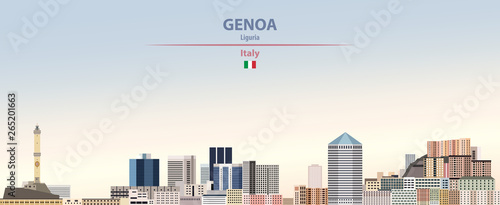 Genoa city skyline on colorful gradient beautiful daytime background vector illustration