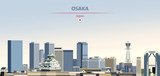 Vector illustration of Osaka city skyline on colorful gradient beautiful daytime background