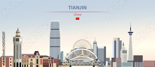 Tianjin city skyline on colorful gradient beautiful daytime background vector illustration photo