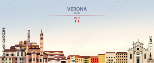 Verona city skyline on colorful gradient beautiful daytime background vector illustration