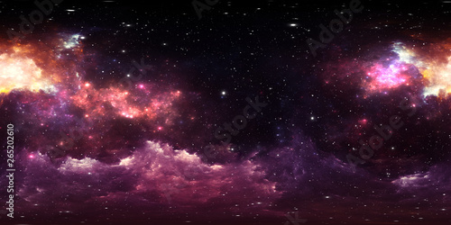 Fototapeta Naklejka Na Ścianę i Meble -  360 degree stellar system and gas nebula. Environment 360 HDRI map. Equirectangular projection, spherical panorama