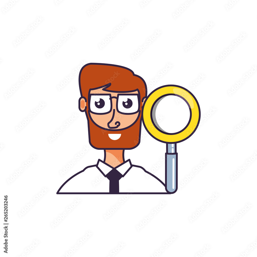 businessman elegant with magnifying glass businessman elegant with magnifying glass