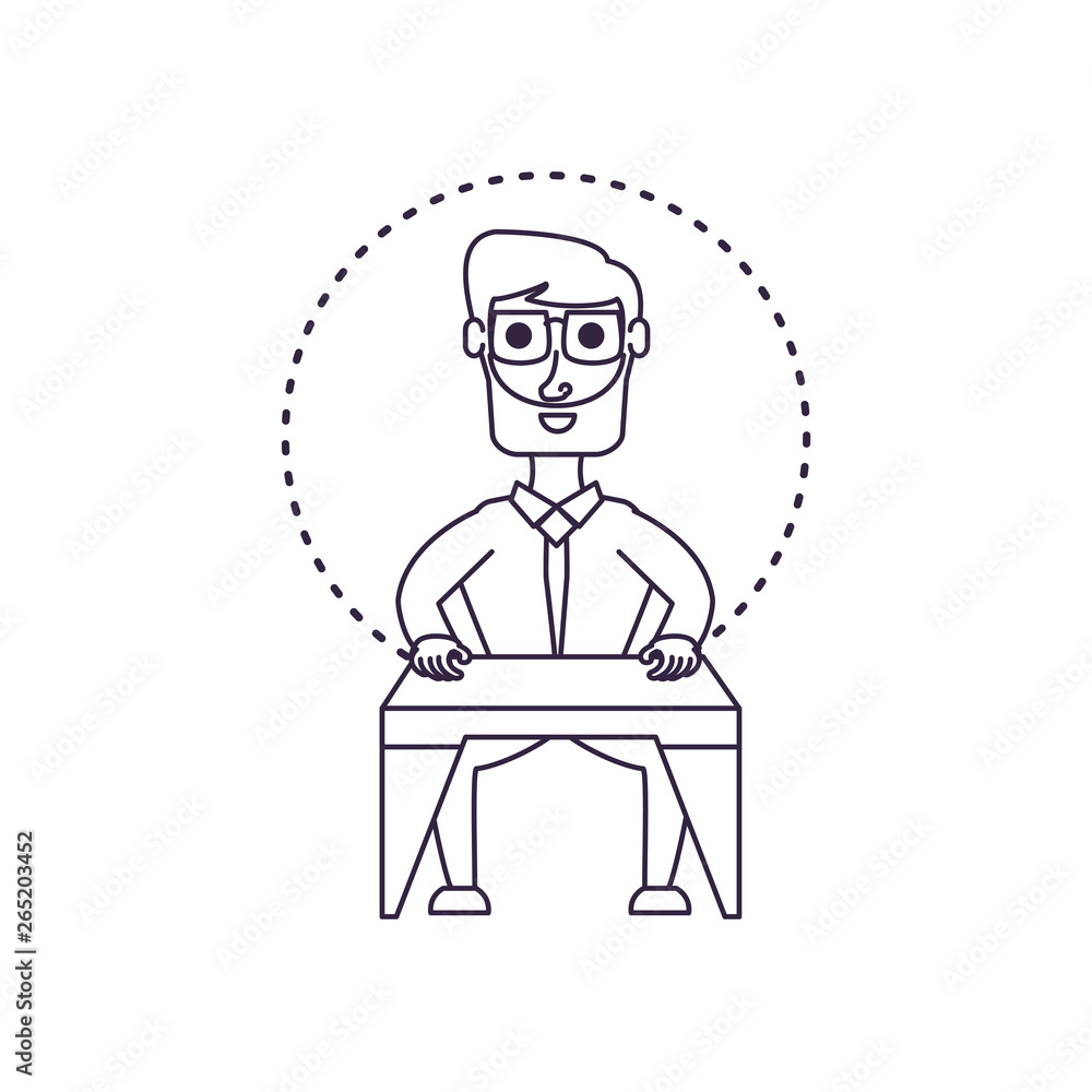 businessman elegant with desk