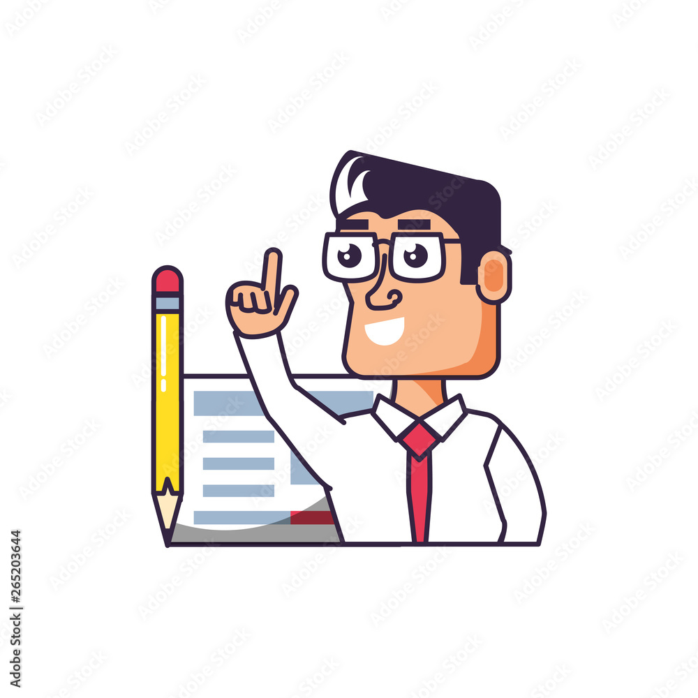 businessman elegant with pencil and document businessman elegant with pencil and document