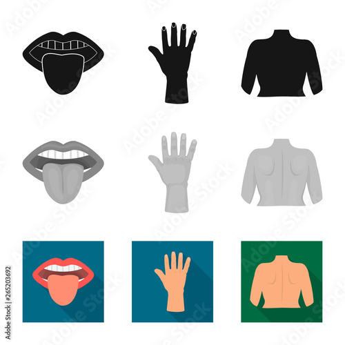 Vector design of body and part icon. Set of body and anatomy vector icon for stock.