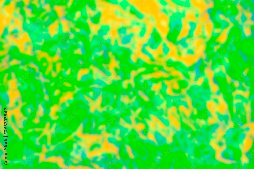 Illustration, color watercolor background, color is bright green and orange. Chaotic colored spots