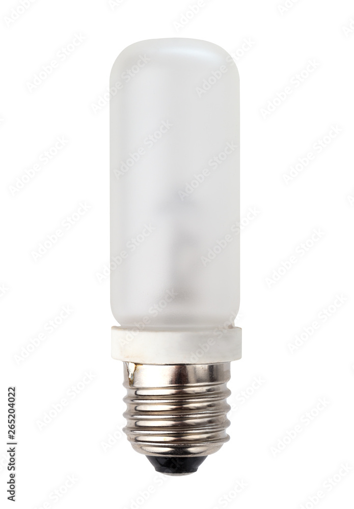 Halogen lamp on a white background. Lamp for studio flash close-up. Halogen lamp on a white background. Lamp for studio flash close-up.