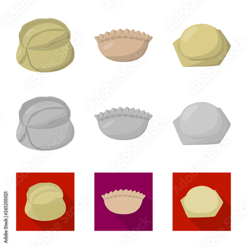 Vector design of products  and cooking symbol. Set of products  and appetizer stock symbol for web.