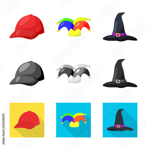 Vector illustration of clothing and cap logo. Set of clothing and beret stock symbol for web.