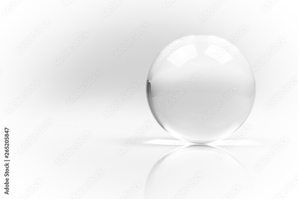 Obraz premium Crystal Ball Marbles glass transparent on white background