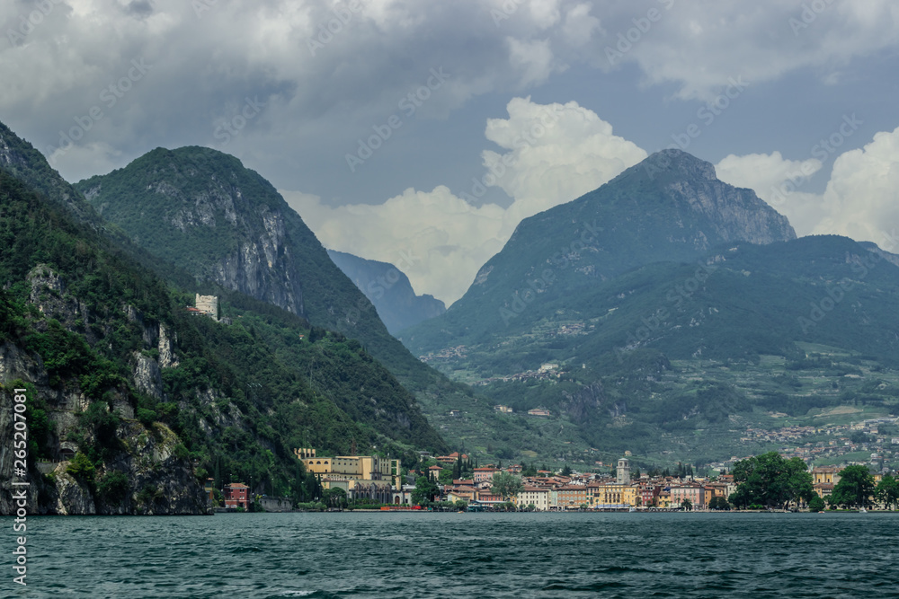 Riva del Garda and the old fortress on the mountainside.