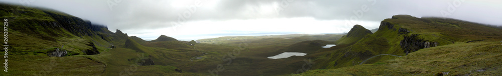 Quiraing, panoramic view skye island, scotland Quiraing, panoramic view skye island, scotland