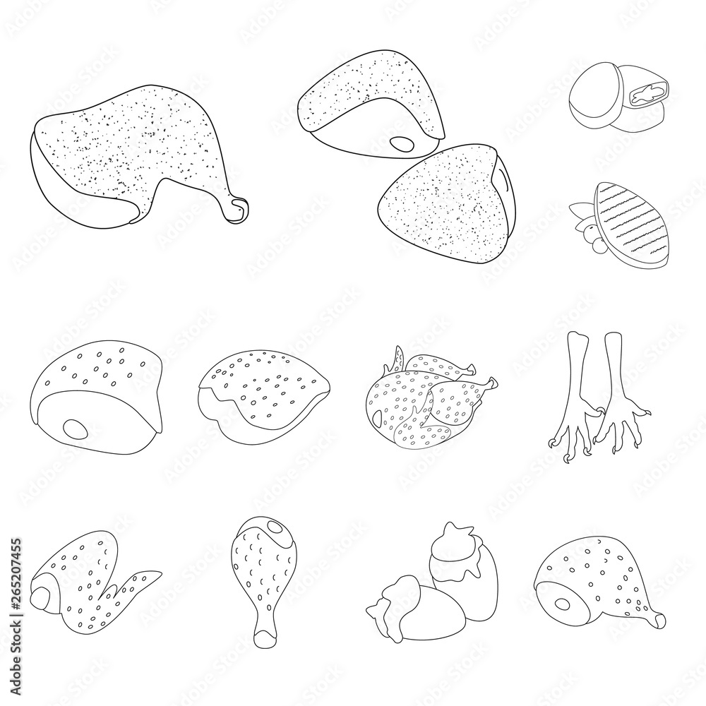 Isolated object of food and grilled icon. Collection of food and bird vector icon for stock. Isolated object of food and grilled icon. Collection of food and bird vector icon for stock.