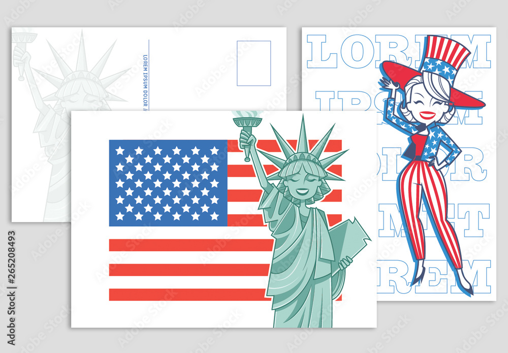 American Flag Postcard Set Stock Template | Adobe Stock