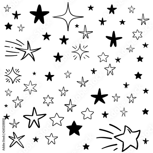 Hand drawn doodle stars  vector collection. Star background pattern.
