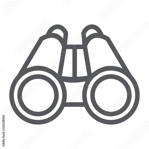 Binoculars line icon, optical and zoom, surveillance sign, vector graphics, a linear pattern on a white background.