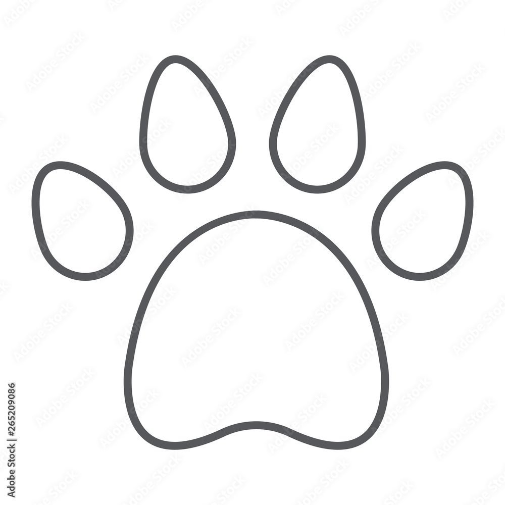 Animal footprint thin line icon, pet and trace, paw sign, vector graphics, a linear pattern on a white background. Animal footprint thin line icon, pet and trace, paw sign, vector graphics, a linear pattern on a white background.