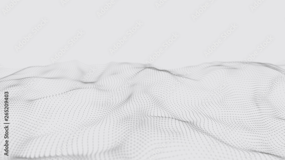 A wave of particles. Futuristic dot wave on white background. Dynamic wave. Wave 3d A wave of particles. Futuristic dot wave on white background. Dynamic wave. Wave 3d