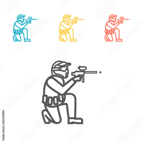 Paintball weapon line icon. Vector sign for web graphic.