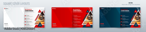 Square Brochure template layout design with triangles. Corporate business Brochure annual report, catalog, magazine, flyer mockup. Creative modern bright concept triangle shape for Brochure