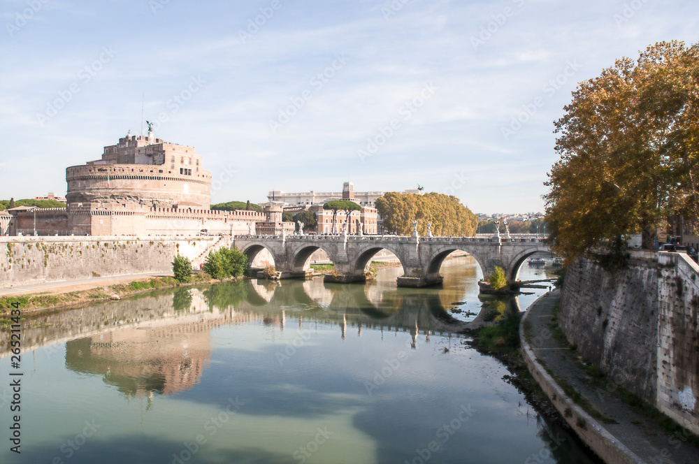 Sant Angelo Castle and Bridge . Rome , Italia