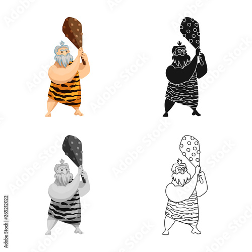 Vector illustration of man and primeval logo. Collection of man and homosapiens   vector icon for stock.