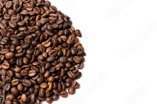 heap of coffee beans on white background
