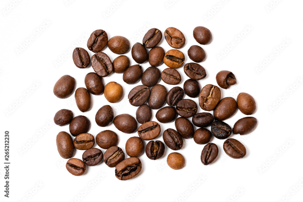 Naklejka premium coffee beans on a white background