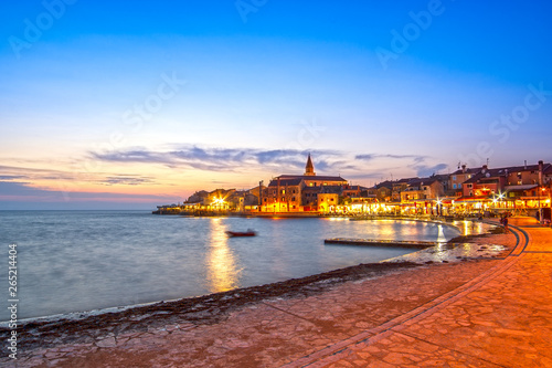 Billede på lærred Umag town, on Istria peninsula, Adriatic Sea, in Croatia at dusk