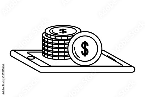 Digital banking services online tools smatphone black and white