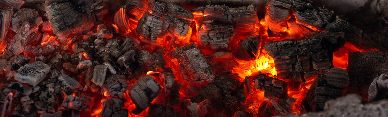Fototapete Brennholz Textur Brennende Kohlen aus einem abstrakten Hintergrund des Feuers.  © Dmitriy