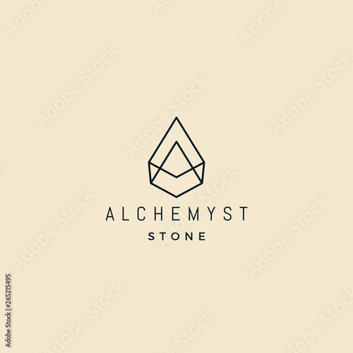 Alchemist simple and modern stone logo design inspiration with line art style custom logo design