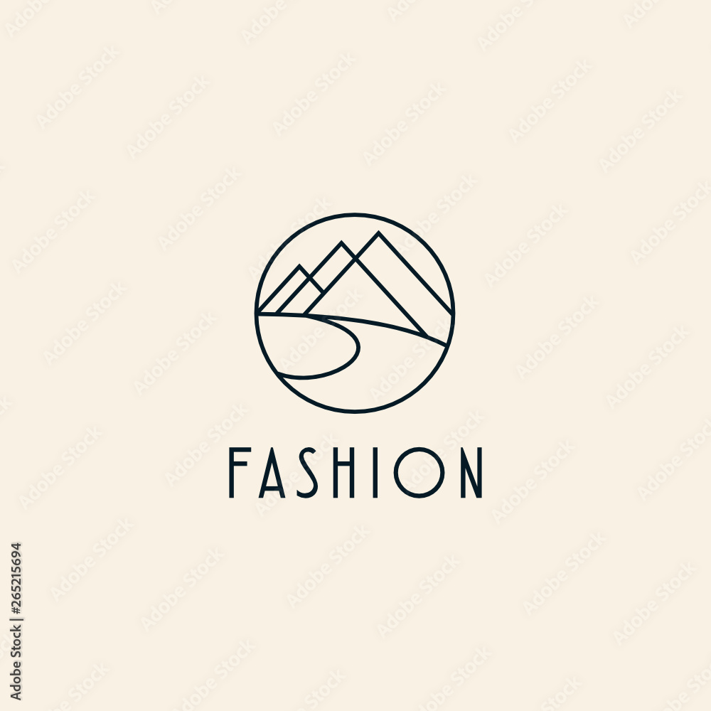 mountain fashion with creek river lake geometric style logo custom logo design