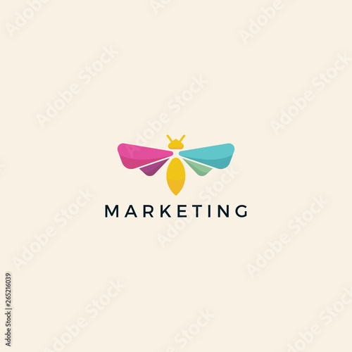 Marketing Abstract Bee Rainbow Media logo design vector inspiration custom logo design vector