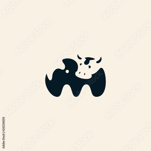 Initial letter M Cow splash milk logo design vector inspiration custom logo design vector