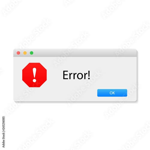 Error message window in your device
