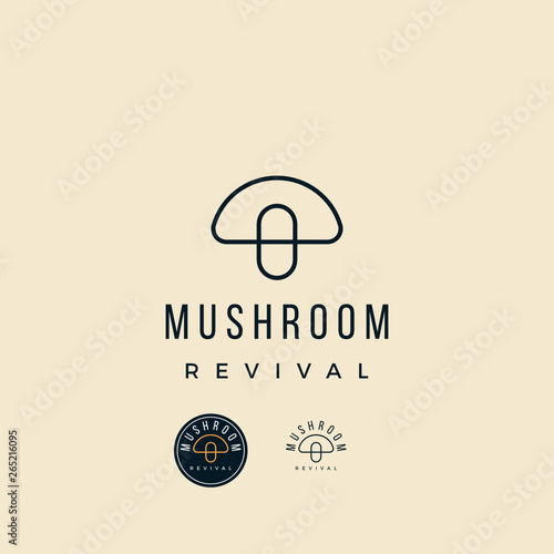abstract Mushroom pill medicine with line art custom logo design inspiration